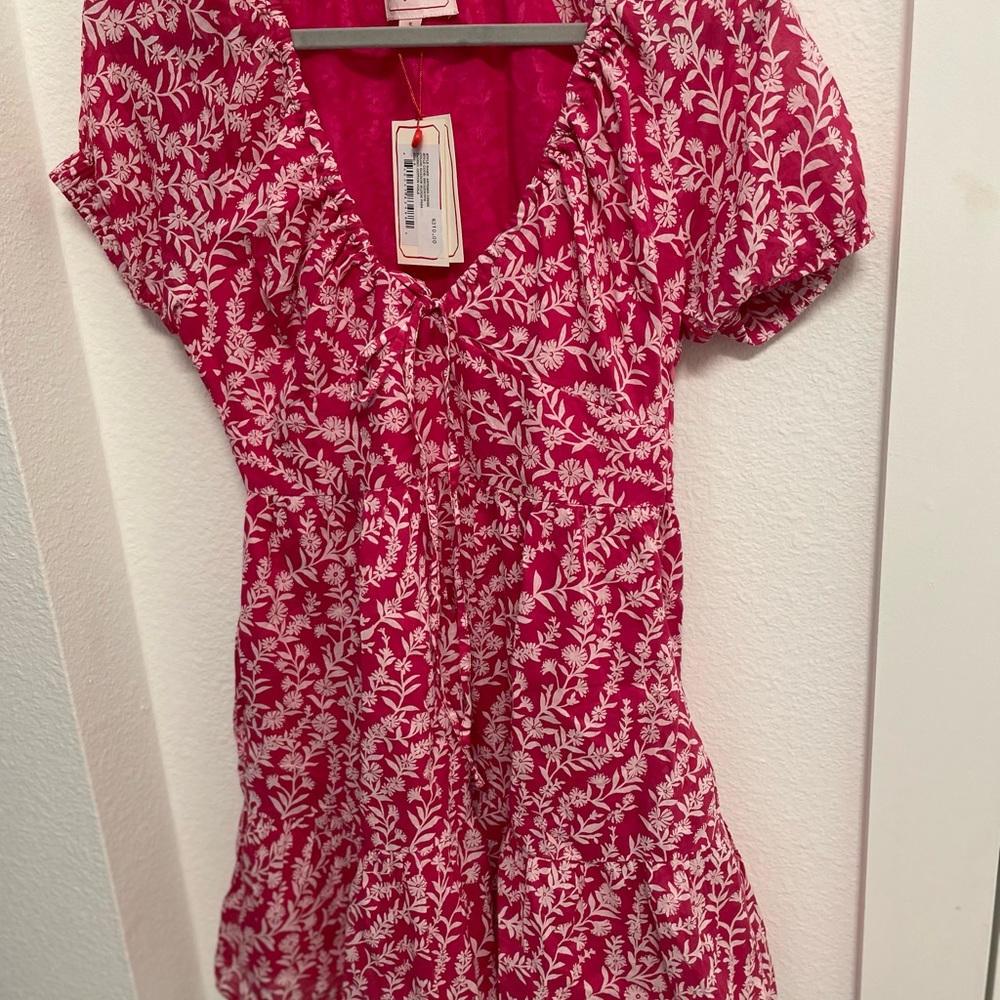 Banjanan Artemis Fuchsia Pink Floral Print Dress